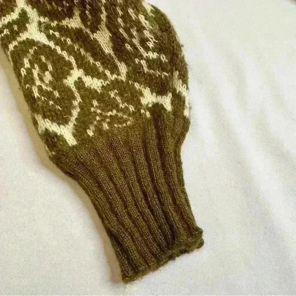 Vintage Warm Wool  Floral Puff Shoulder Ribbed Fall Winter Sweater Unbranded - Picture 6 of 7